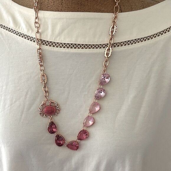 Betsey Johnson pink crab crystal rose gold Necklace - Picture 2 of 6